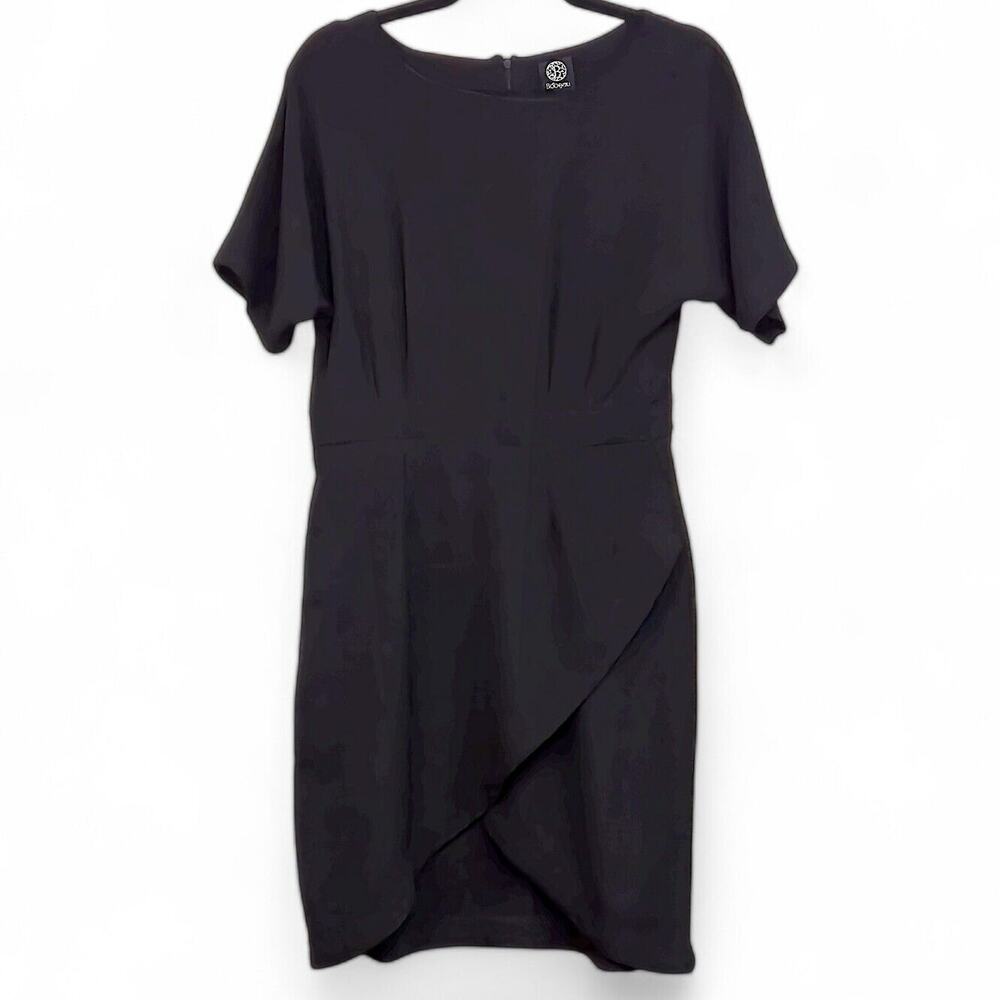 Bobeau Wrap Dress Size M Black Minimalist Sleek Evening Chic